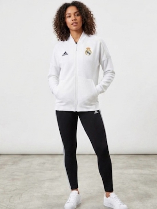 adidas Jackets & Blazers - Adidas White Bomber Jacket with Black Lettering